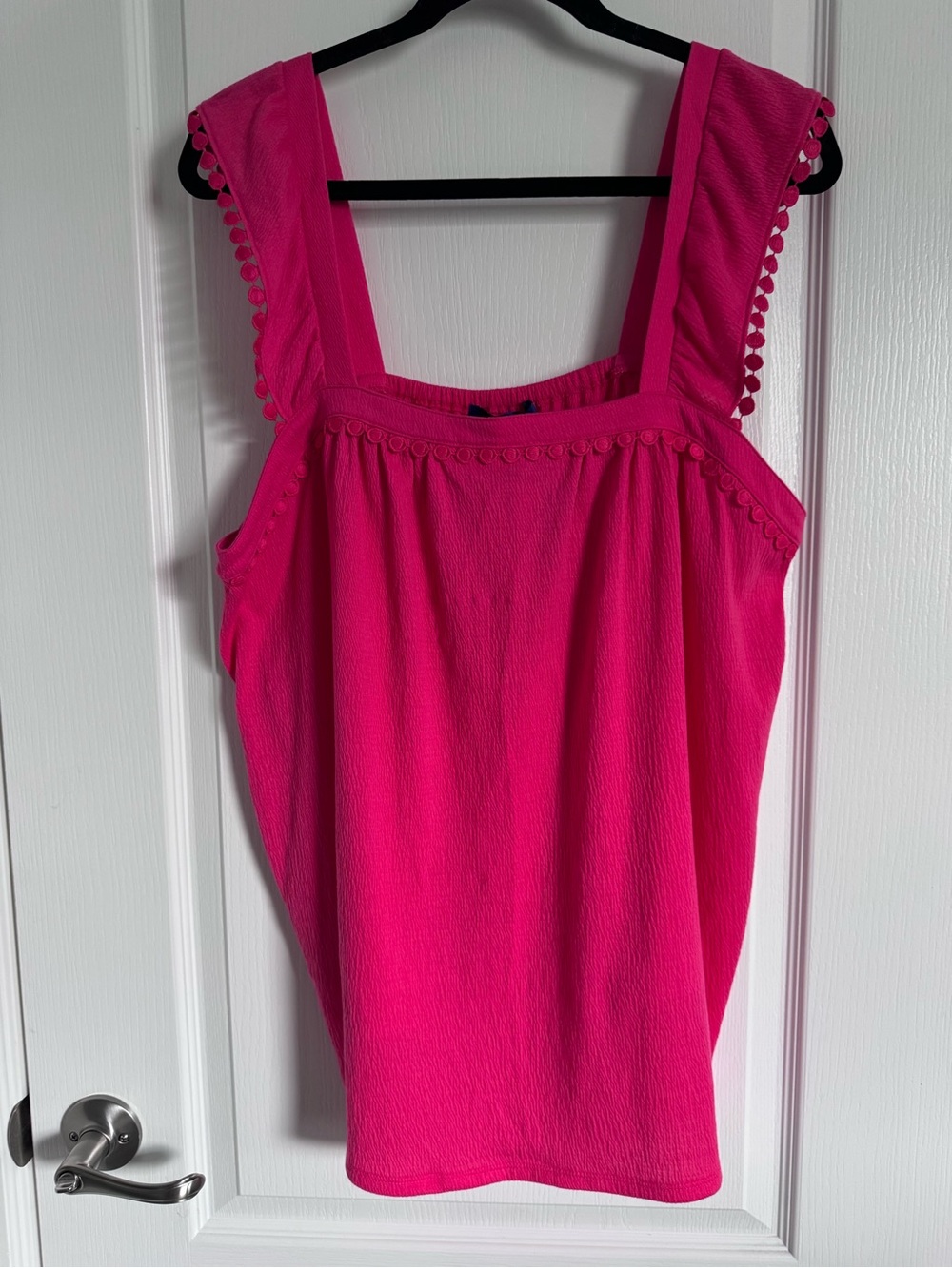 Apt. 9 Bright Pink Square-Neck Tank with Pom Trim